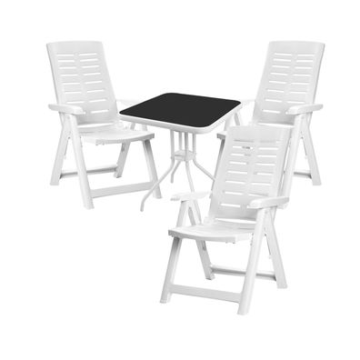 Mojawo® 4tlg. Bistroset Bistrogarnitur Balkonset Klappstühle Kunststoff weiß