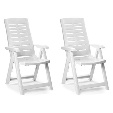 2er Klappsessel Weiß Klappstuhl Positionsstuhl Gartenstuhl 5-Pos. Kunststoff