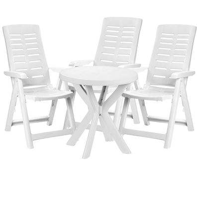 Mojawo® 4-teilige Bistrogarnitur Kunststoff Bistrotisch Rund Ø70xH72cm Weiß