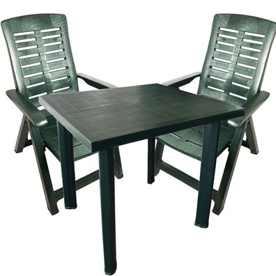 3tlg Outdoormöbel Bistrogarnitur Outdoormöbel Kunststoff 80x75xH72cm Grün