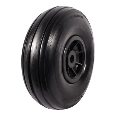 Novio PU Reifen + Rad 3.00x4 Rillen + 2.10X4 Gleitlager Ø20 NL50 kunststoff, schwarz