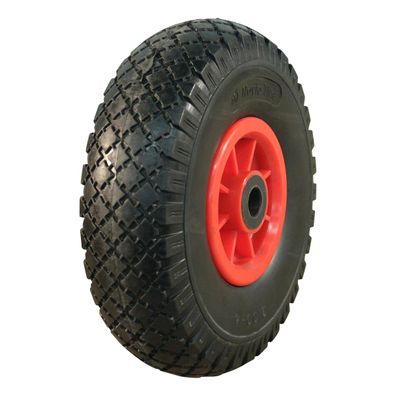 Novio PU Reifen + Rad 3.00x4 Block + 2.10X4 Gleitlager Ø20 NL75 kunststoff, Rot