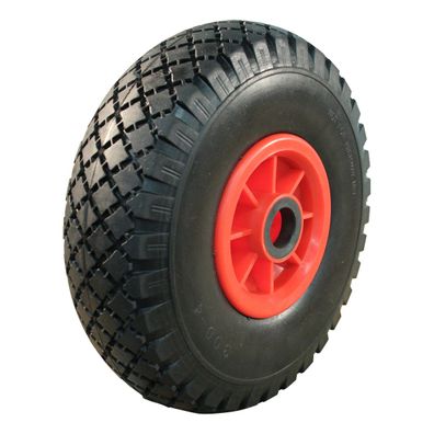 Novio PU Reifen + Rad 3.00x4 Block + 2.10X4 Rollenlager Ø25 NL75 kunststoff, Rot