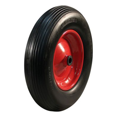 Novio PU Reifen + Rad 4.00x8 Rillen + 2.50Ax8 Gleitlager Ø20 NL75 Stahl Rot