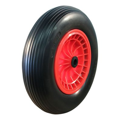 Novio PU-Reifen + Rad 4.00x8 Rillen + 2.50Ax8 Gleitlager Ø20 NL75 kunststoff, Rot,