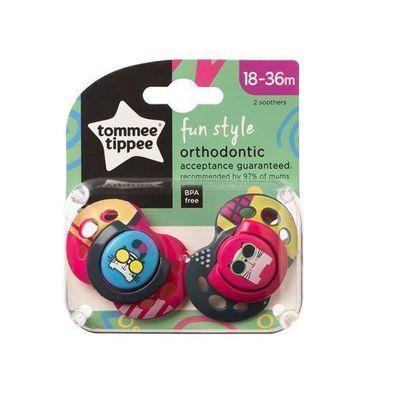 Tommee Tippee Beruhigungssauger Fun Style 18-36m Maedchen, 2 Stueck
