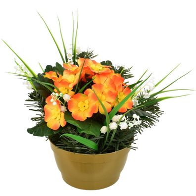 Schale mit orangefarbenen Primeln 20×25 cm