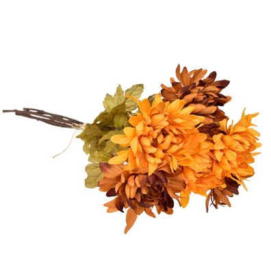 Blumenstrauß aus orangen und braunen Chrysanthemen 6 Stück, 70 cm