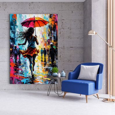Mädchen mit Regenschir Pop-Art Kunst Banksy Wandbild Leinwand, Acrylglas, Poster Nr3