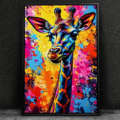 Giraffe, Kunst, Wandbild Deko Tier in Leinwand, Acrylglas oder Poster Deko Nr3