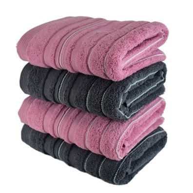 Frottee-Handtuch-Set Stripes 50x90 cm 2 Stück rosa, 2 Stück grau