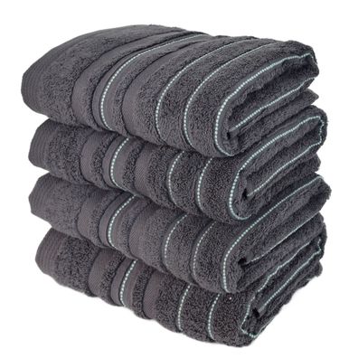 Frottee-Handtuch-Set Stripes 50x90 cm 4 Stück grau