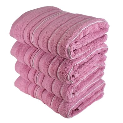 Frottee-Handtuch-Set Stripes 50x90 cm 4 Stück rosa