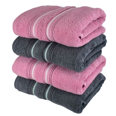 Frottee-Handtuch-Set STRIPE 50x90 cm 2 Stück rosa, 2 Stück grau