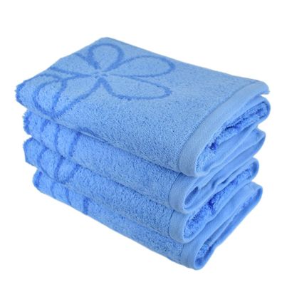 Bambus-Handtuch-Set FLOWER 50x90 cm 4 Stück blau