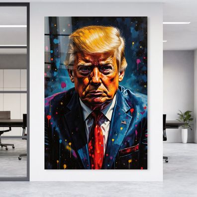 Bunte Präsident Donald Trump Wandbild Acrylglas, Leinwand, Poster Kunst Art Deko Nr15