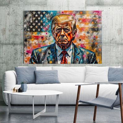 Bunte Präsident Donald Trump Wandbild Acrylglas, Leinwand, Poster Kunst Art Deko Nr17