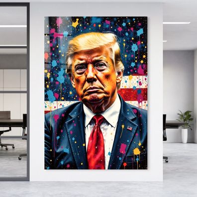 Bunte Präsident Donald Trump Wandbild Acrylglas, Leinwand, Poster Kunst Art Deko Nr18