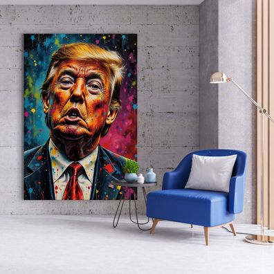 Bunte Präsident Donald Trump Wandbild Acrylglas, Leinwand, Poster Kunst Art Deko Nr19