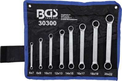 Doppel-Ringschlüssel-Satz | extra flach | SW 6 - 22 mm | 8-tlg. BGS