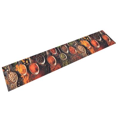 vidaXL Küchenteppich Waschbar Löffel & Gewürze 60x300 cm Samt