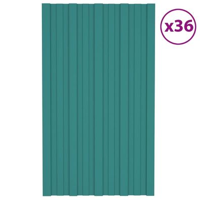 vidaXL Dachpaneele 36 Stk. Verzinkter Stahl Grün 80x45 cm