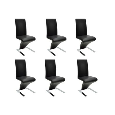 vidaXL Esszimmerstühle 6 Stk. Schwarz Kunstleder
