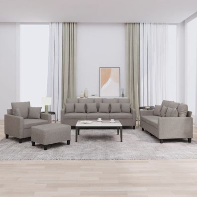 vidaXL 4-tlg. Sofagarnitur mit Kissen Taupe Stoff