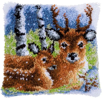 Vervaco, Knüpfkissenpackung Hirsch im Schnee