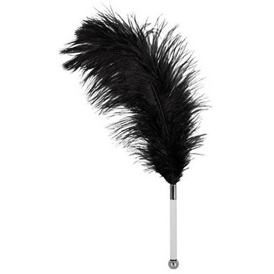 Federkitzler Feder an Griff aus Plexiglas 13cm Schwarz