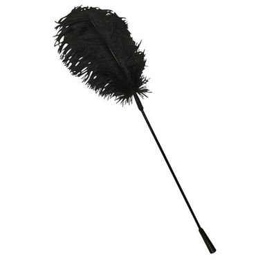 Federkitzler Große Feder 27cm langer Stab 38cm Schwarz