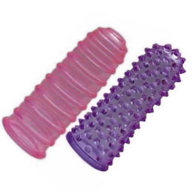 Finger Hülle 2er Set Noppen Rillen Lust Vorspiel Sleeve