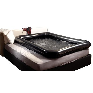 140 x 200 cm Lack Laken Glossy Black Schwarz Bettlacken PVC Rand aufblasbar
