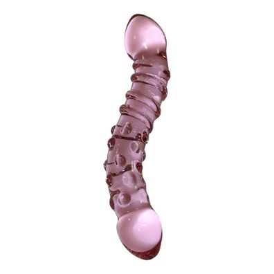 Glasdildo Icicles No 55 Doppel Dildo pink 19cm Lust Erotik Massage Noppen Rillen