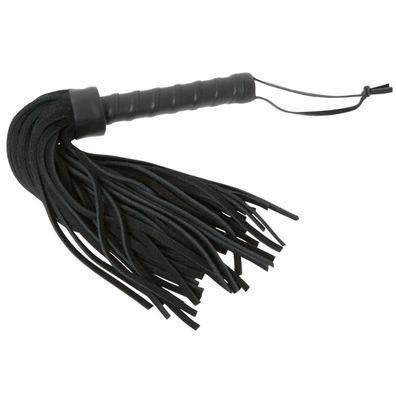 Leder Flogger Striemen Peitsche mit Halteriemen Schwarz