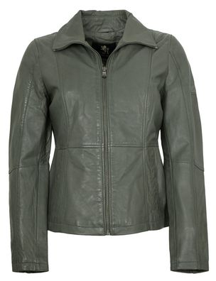 OTTO KERN - Damen Lederjacke Lammnappa grau-olive