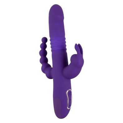 Thrusting Pearl Triple Vibrator Vibrator mit Stoßfunktion und Klitorisreizer lila