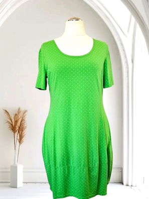 Italy Ballonkleid Kleid Longtunika Julia Wang kurzarm Pünktchen Apfelgrün Gr. L