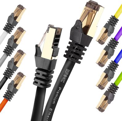 Duronic CAT8 BK 1m Ethernet-Kabel 40Gbps RJ45 LAN Netzwerkkabel S/FTP 2000MHz
