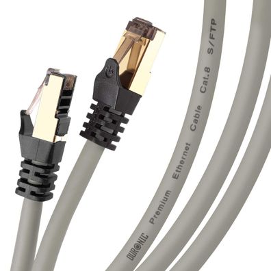 Duronic CAT8 GY 0,5m Ethernetkabel LAN Kabel 40Gbps RJ45 Netzwerkkabel S/FTP
