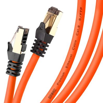 Duronic CAT8 OE 2 m Ethernet Kabel Netzwerk RJ45 Gigabit LAN 40 Gbps