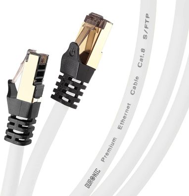Duronic CAT8 WE 0,5m Ethernet-Kabel 40Gbps RJ45 LAN Netzwerkkabel S/FTP 2000MHz