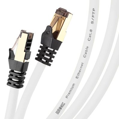 Duronic CAT8 WE 2m Ethernet-Kabel 40Gbps RJ45 LAN Netzwerkkabel S/FTP 2000MHz