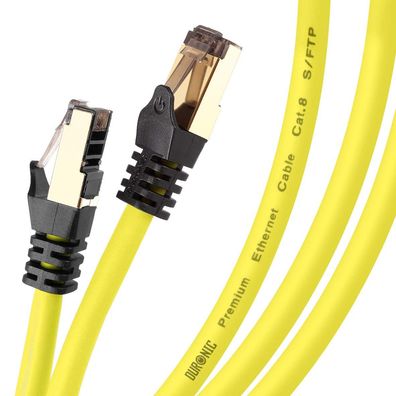 Duronic CAT8 YW 0,5 m Ethernet Kabel Netzwerk RJ45 Gigabit LAN 40 Gbps