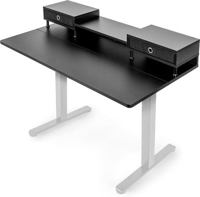 Duronic DD1 BK Schreibtisch 120x60 cm mit Schubladen Monitorerhöhung Büro