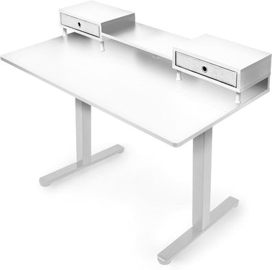 Duronic DD1 WE Schreibtisch 120x60 cm mit Schubladen Monitorerhöhung Home
