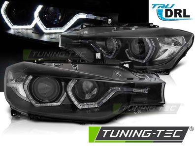 LED Tagfahrlicht Angel Eyes Scheinwerfer für BMW 3er F30/F31 11-15 schwarz