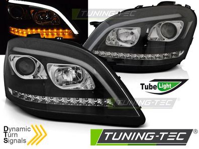 LED Tagfahrlicht Design Scheinwerfer für Mercedes Benz ML W164 05-08 schwarz mit dyn