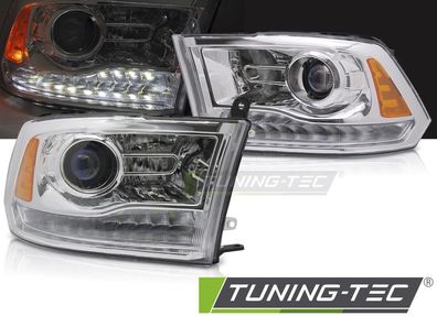 LED Tagfahrlicht Design Scheinwerfer Set für Dodge RAM 09-18 chrom mit LED Blinker u