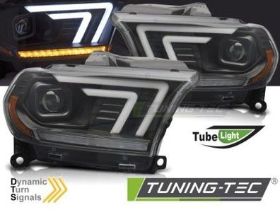 LED Tagfahrlicht Design Scheinwerfer Set für Dodge Durango 10-13 schwarz mit dyn. Bl